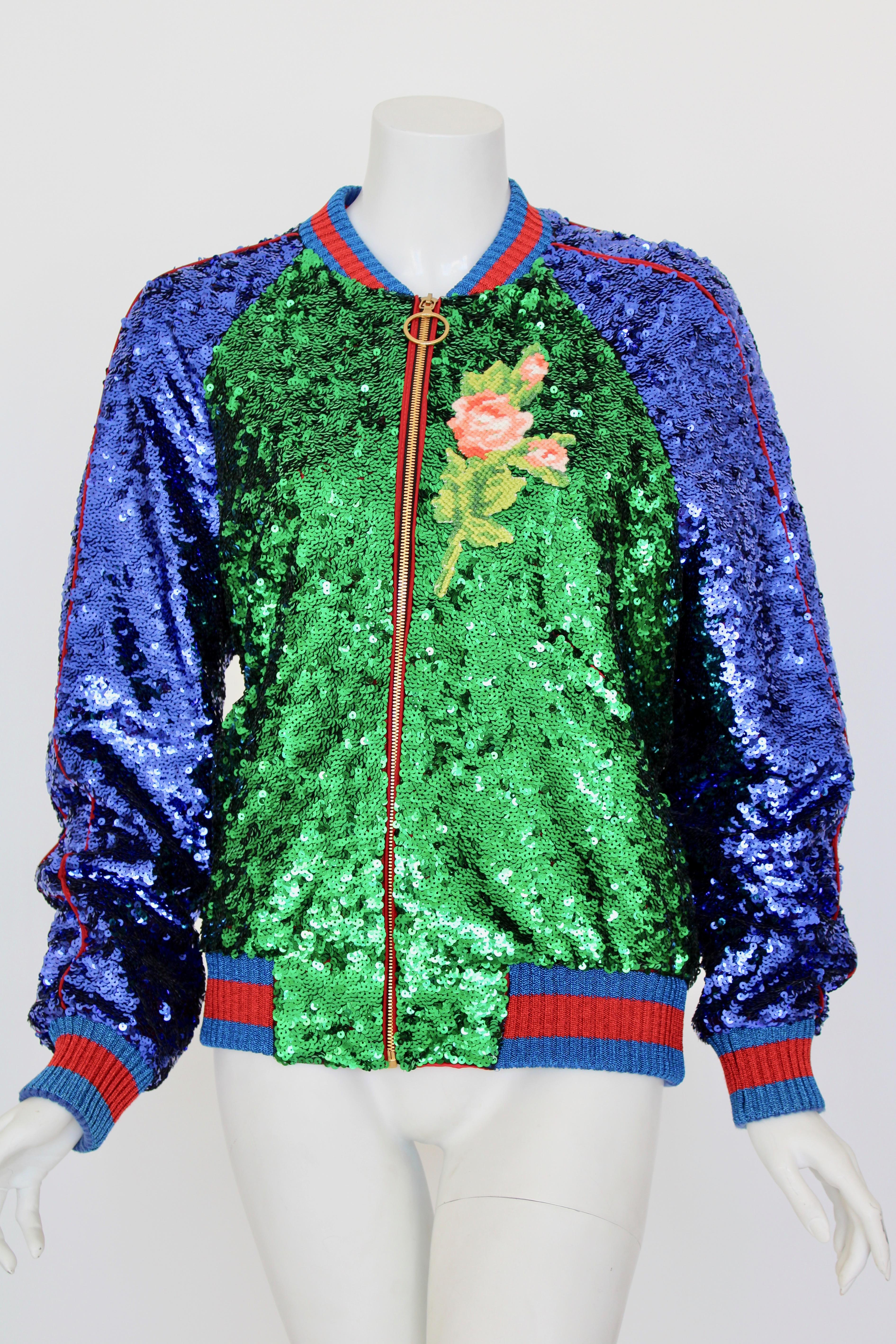 Gucci sequin embellished bomber jacket For Sale at 1stDibs | gucci sequin  jacket, gucci sequin bomber jacket, gucci glitter jacket