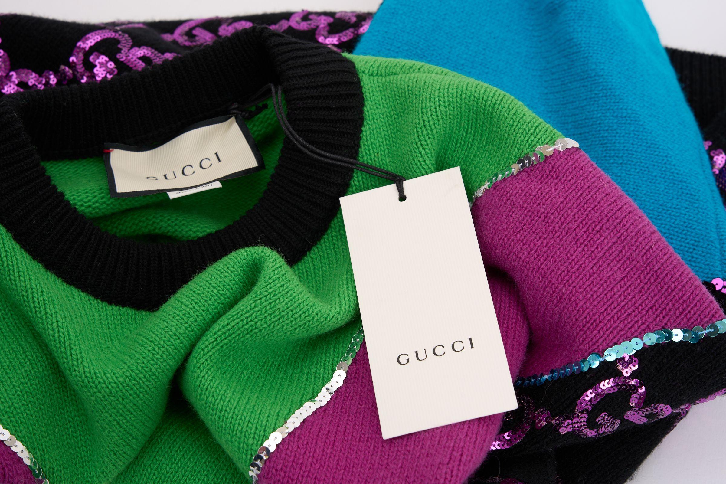 Gucci - Pull en laine orné de paillettes Neuf - En vente à West Hollywood, CA