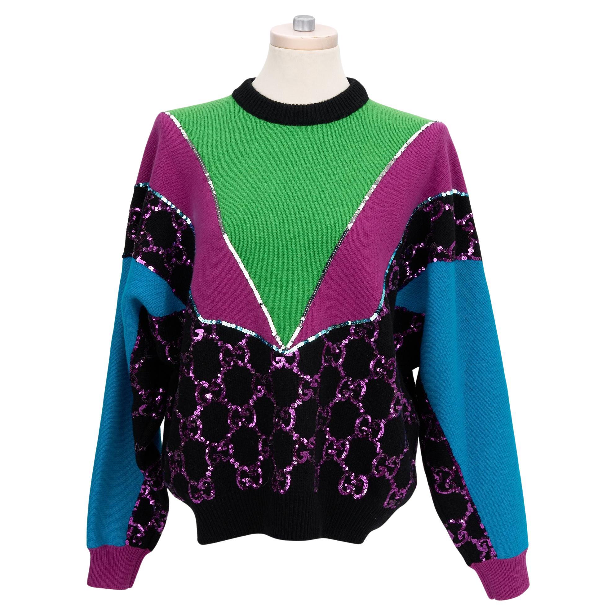 Maglione in lana impreziosito da paillettes Gucci