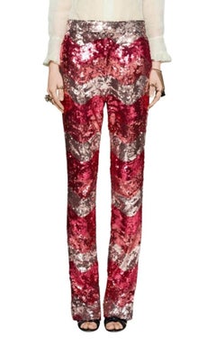 Gucci Sequin Snake Straight Leg Pants in Red IT 44 US 8