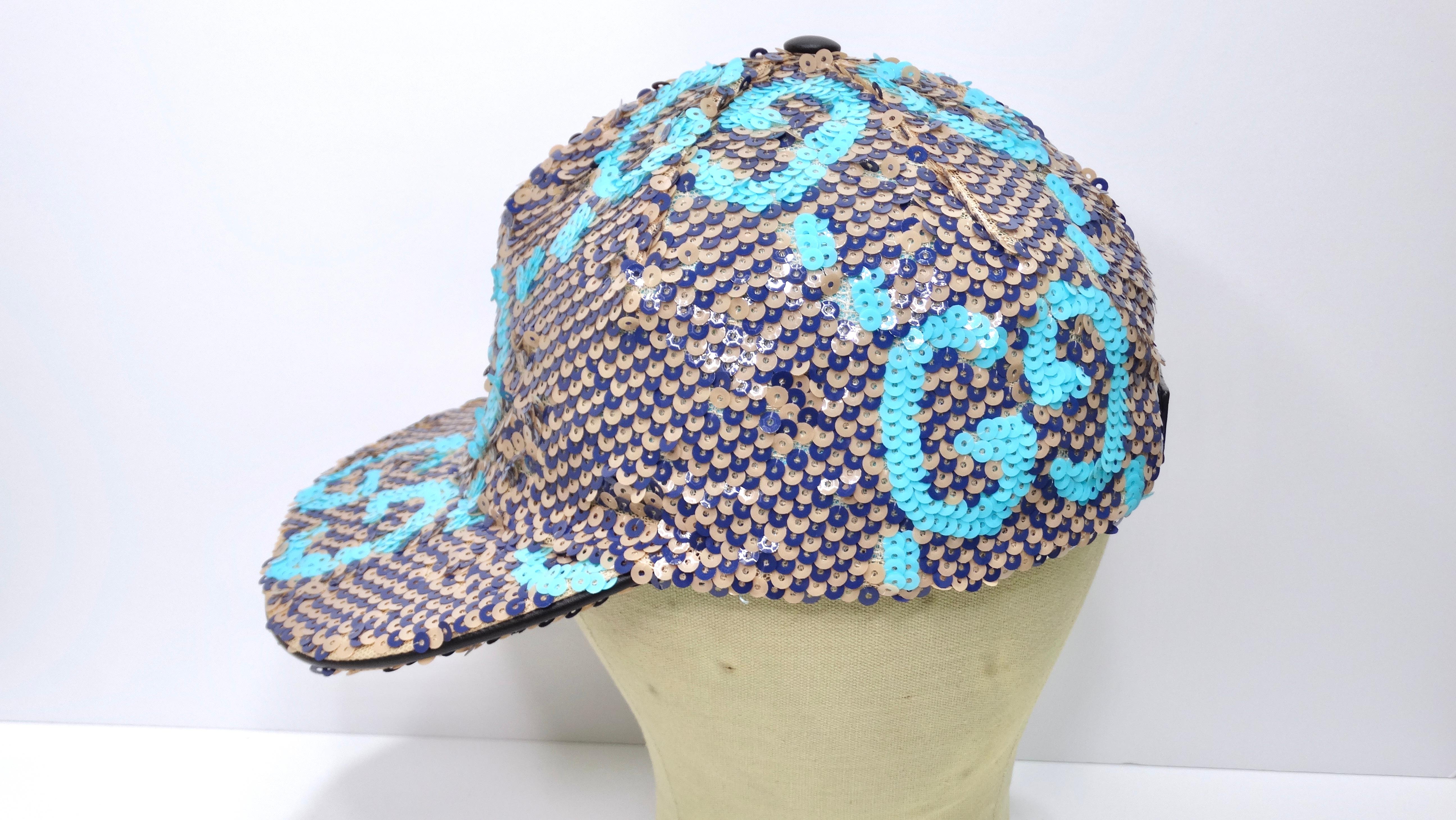 Gray Gucci Sequined GG Baseball Hat For Sale