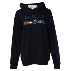 Gucci, sequinned logo hoodie in black