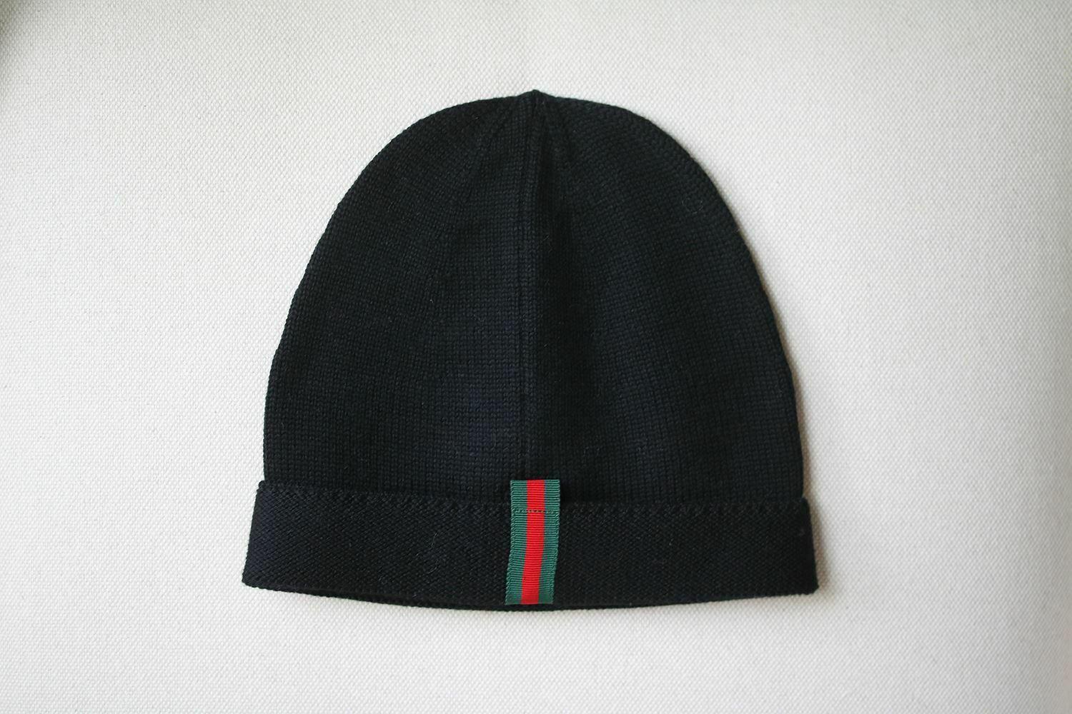 Black Gucci Sequinned Wool Hat 