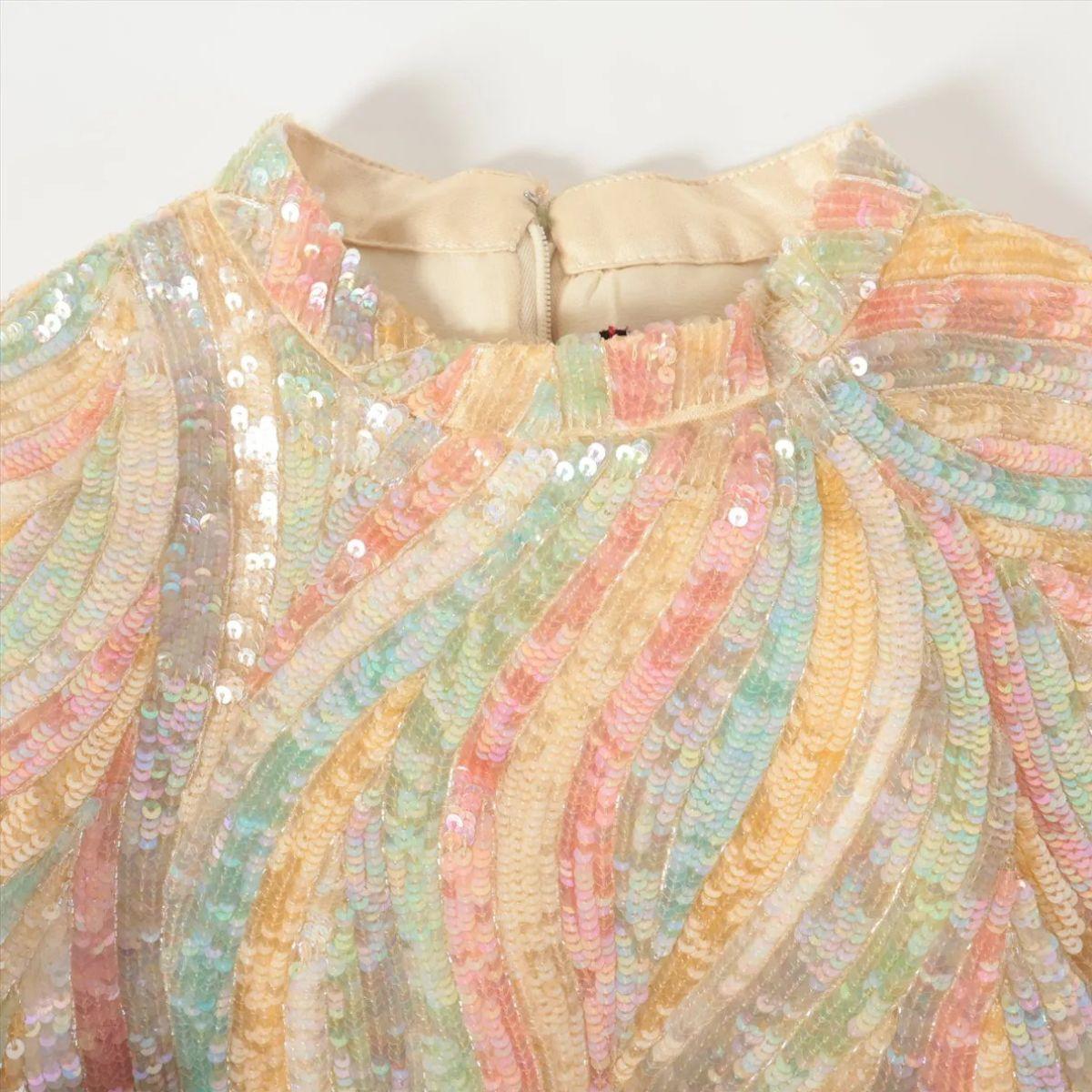 Women's Gucci Sequins *exclusive runway* Silk Ribbon Long Sleeve MiniDress OrangexGreen For Sale