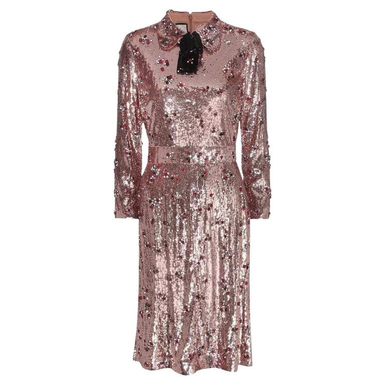 Gucci Sequins with Crystal Embroidered Dress IT42 US6 For Sale at 1stDibs