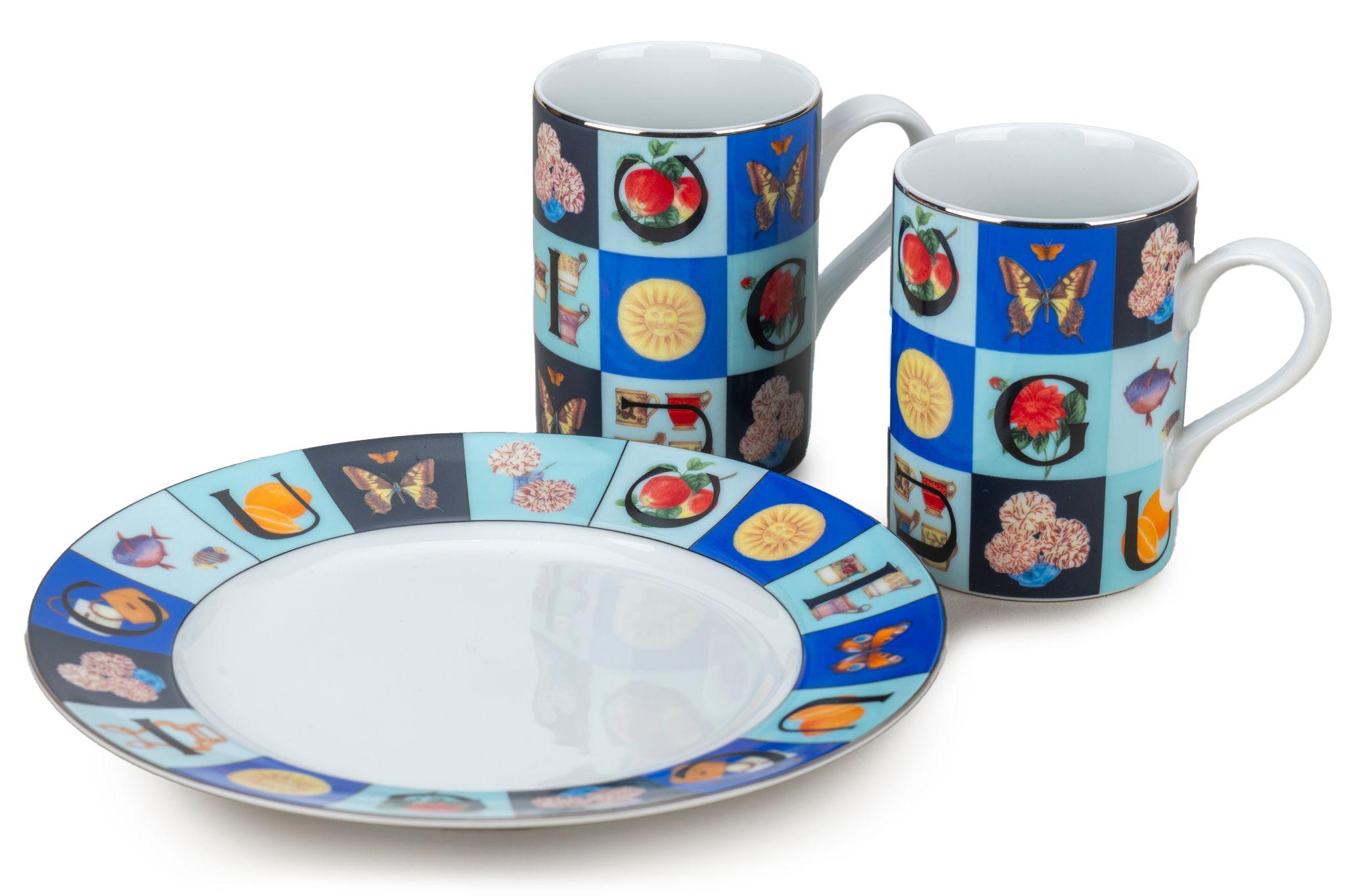 Gucci Set/2 Multicolor Porcelain Mugs For Sale 1