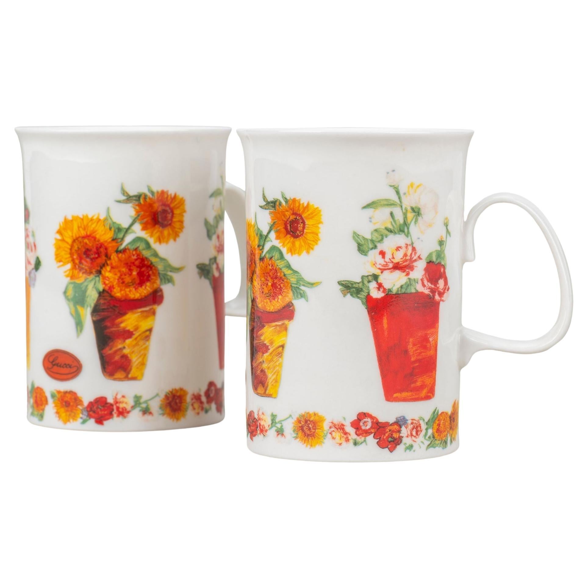 Gucci Set/2 Porcelain Flower Vase Teacup For Sale