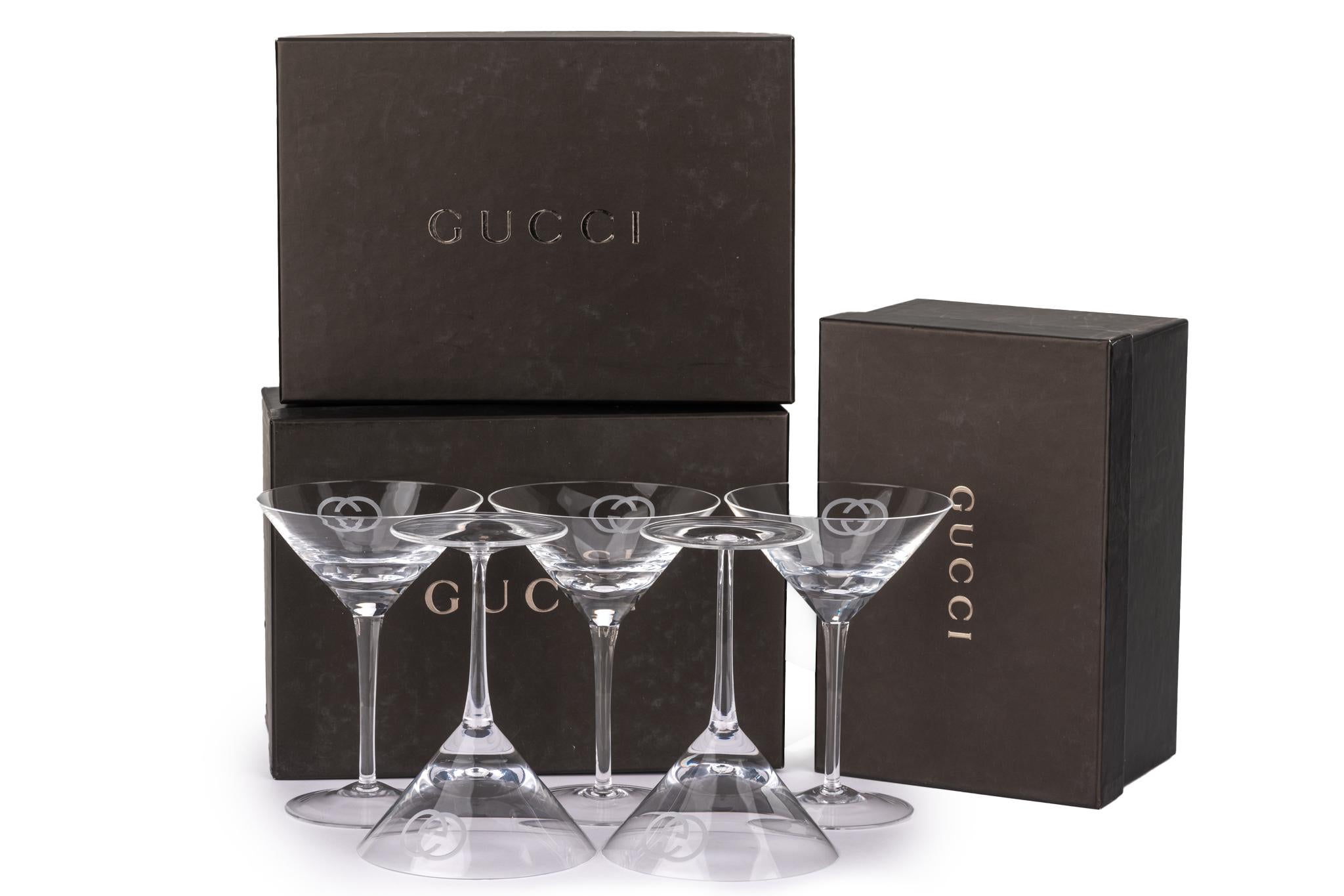 Gucci Set di 5 bicchieri da Martini in cristallo in vendita 2