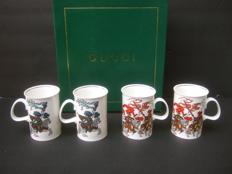 Gucci Set of Four English Bone China Mugs in Gucci Presentation Box c