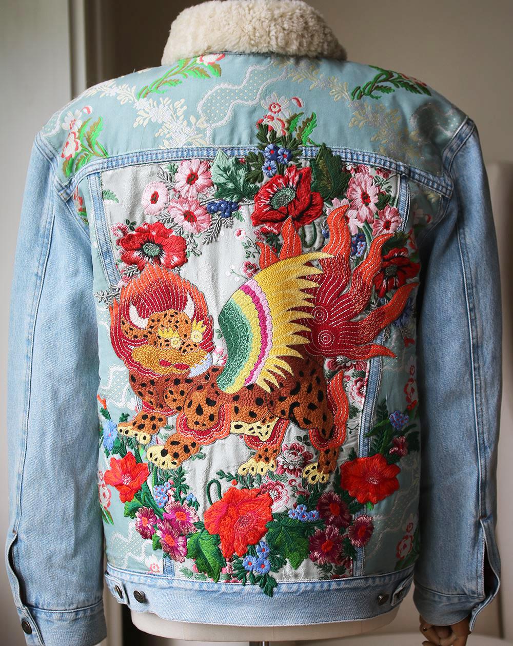 Gucci shearling outlet denim jacket