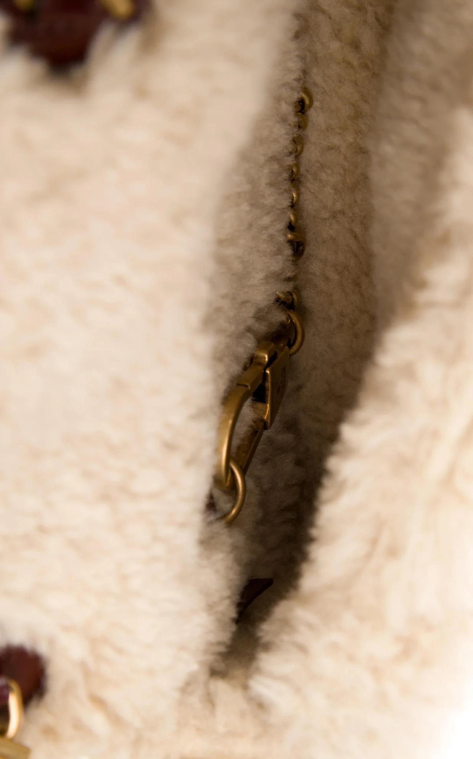 Gucci Shearling Trim Super Mini GG Marmont Shoulder Bag 1