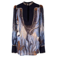 Gucci sheer embellished silk patterned shirt US 0-2