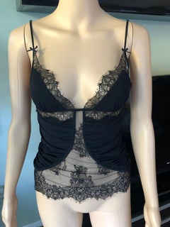 Gucci Sheer Lace Panels Black Top