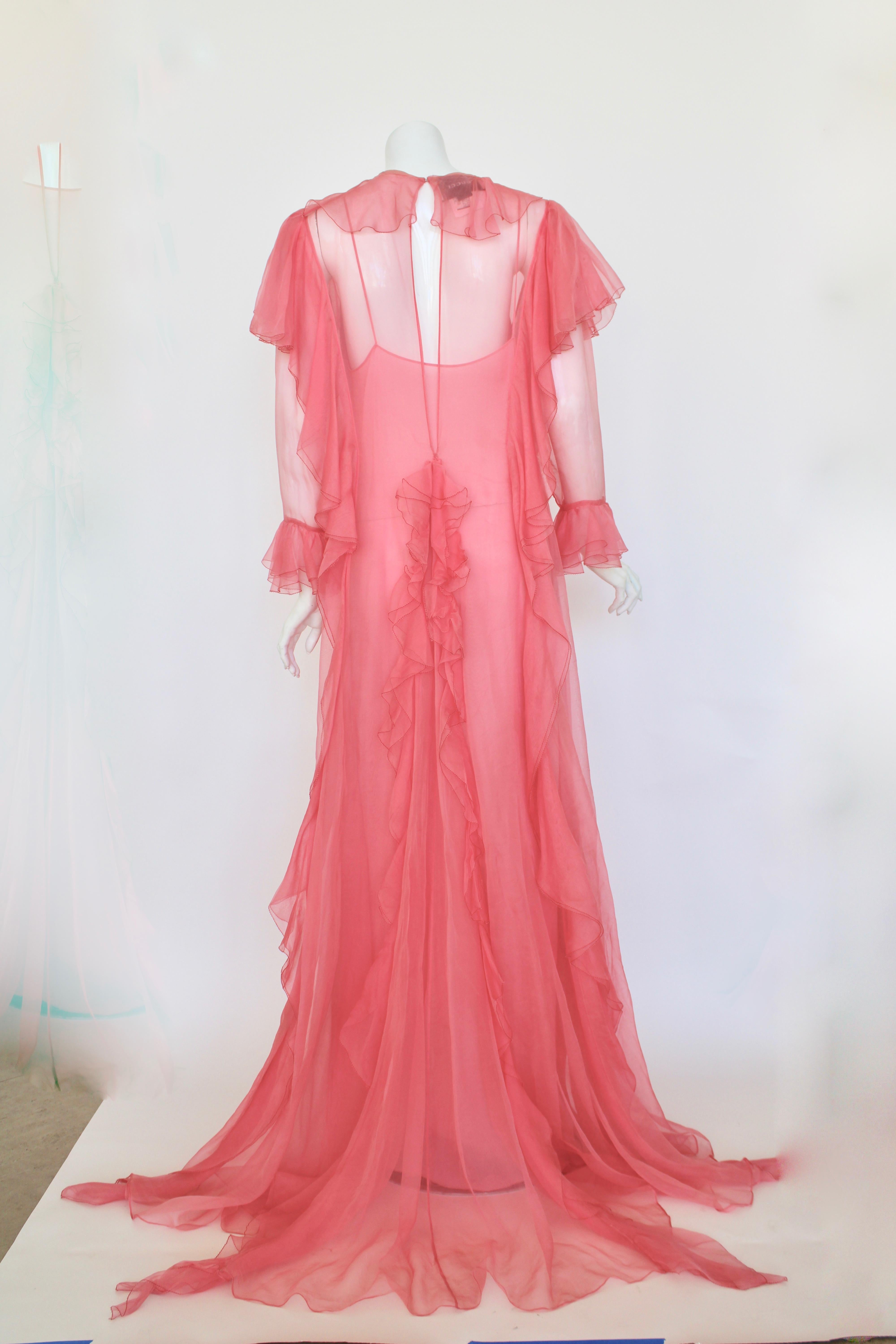 Gucci sheer ruffled gown For Sale 2