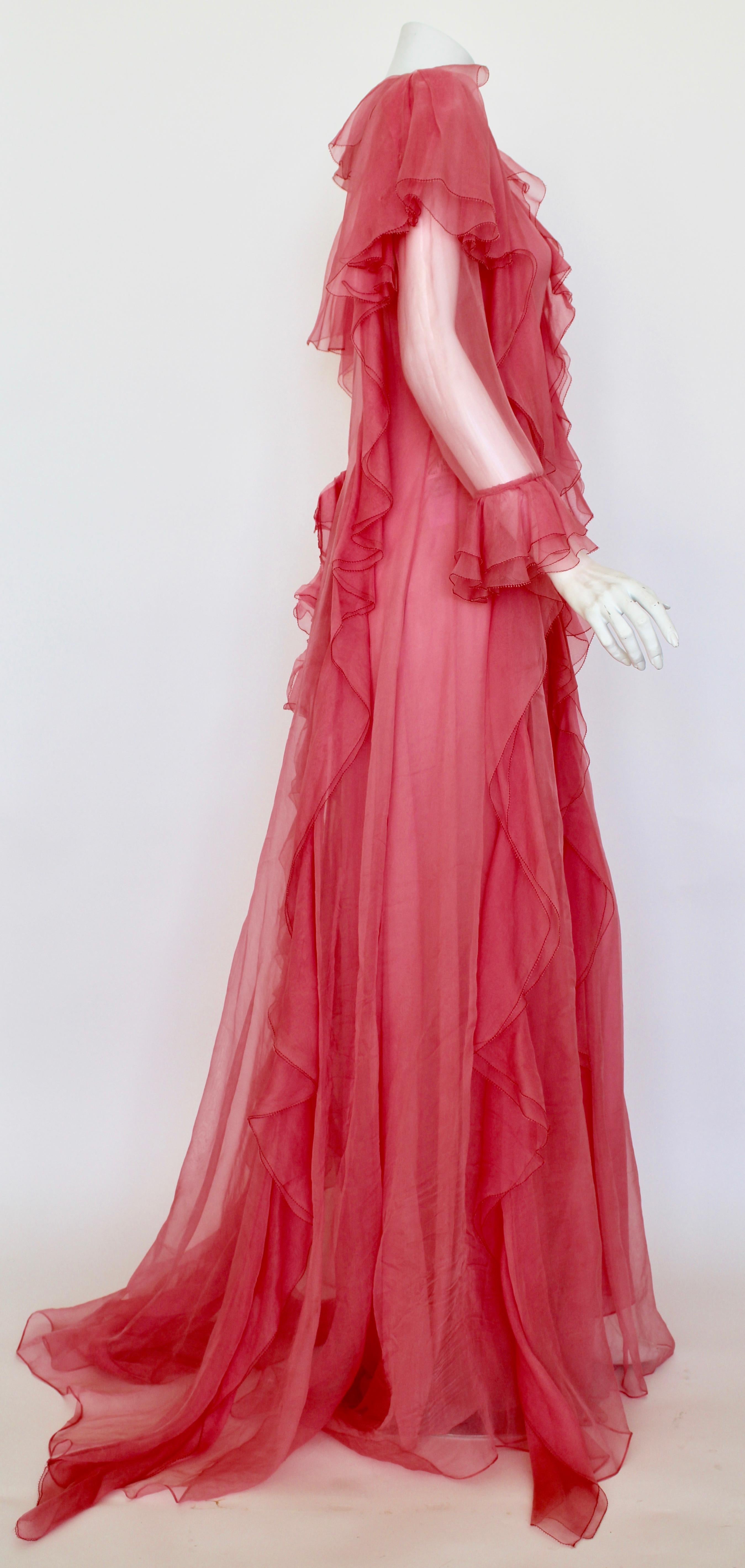 Women's Gucci sheer ruffled gown For Sale
