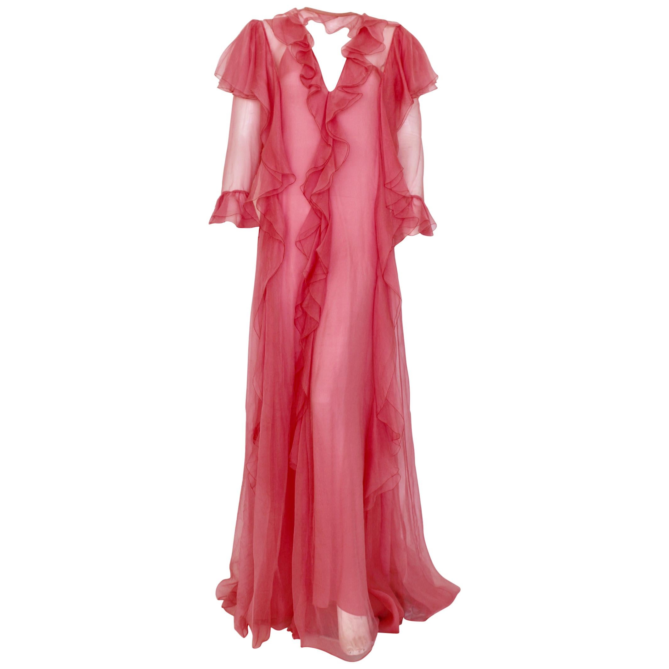 Gucci sheer ruffled gown For Sale