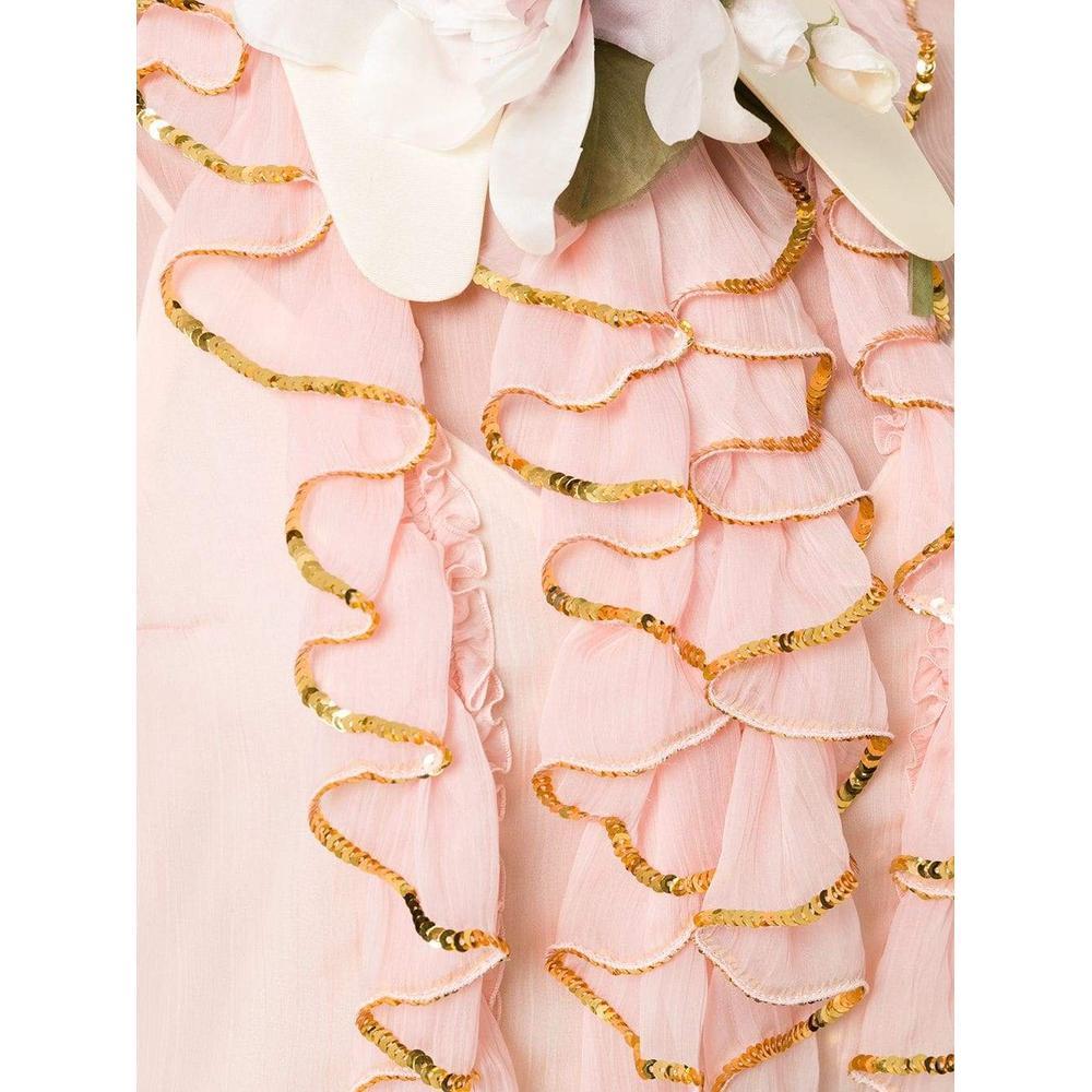 White GUCCI Sheer Sequin Trim Ruffle IT42 US4-6