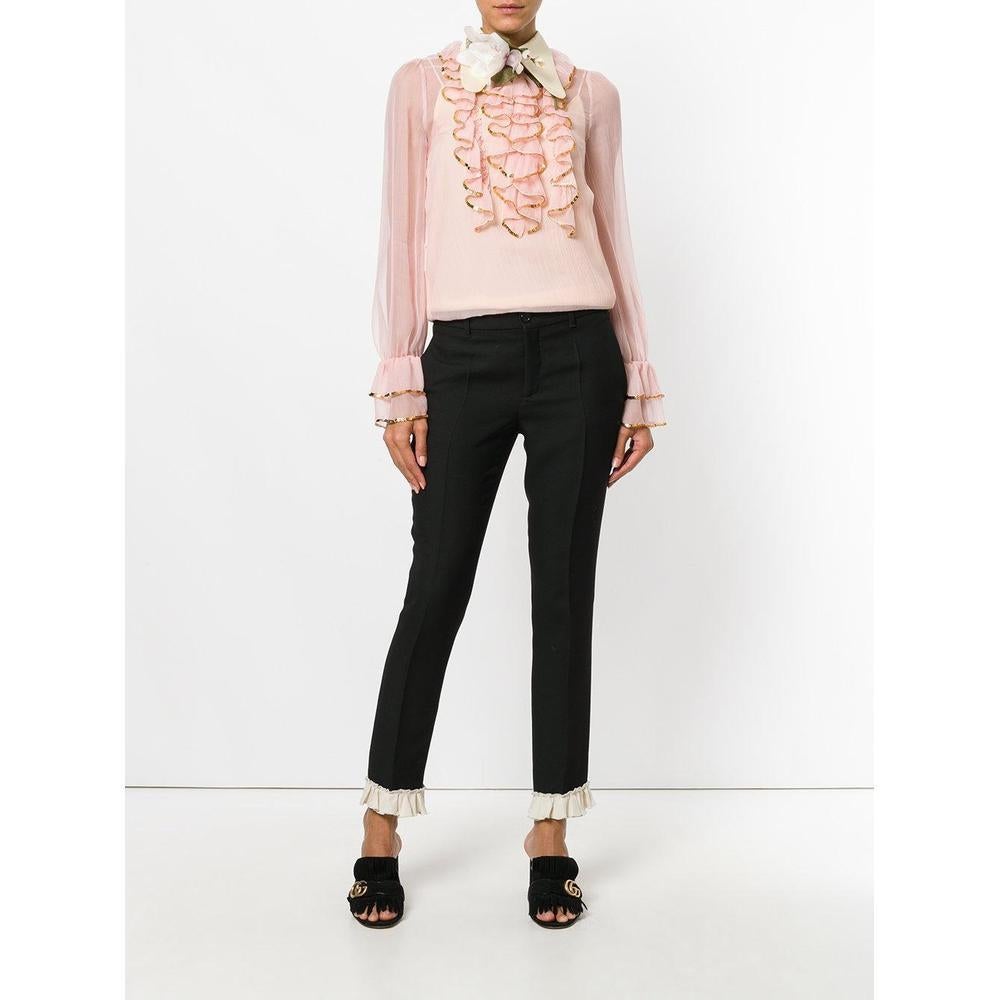 GUCCI Sheer Sequin Trim Ruffle IT42 US4-6 In New Condition In Brossard, QC