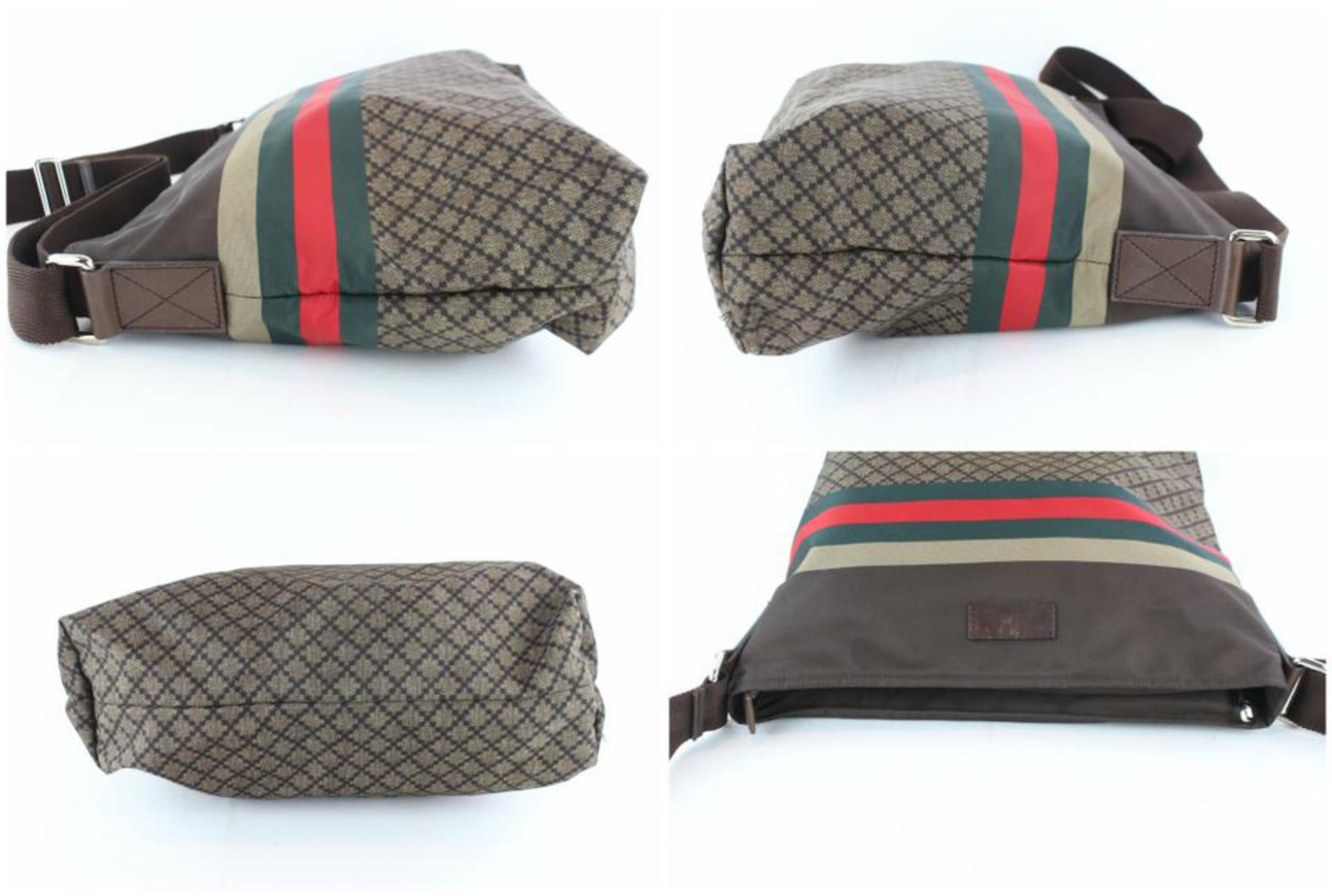 Gucci Sherry Diamante Monogram Web 16gz1129 Brown Nylon Messenger Bag For Sale 1