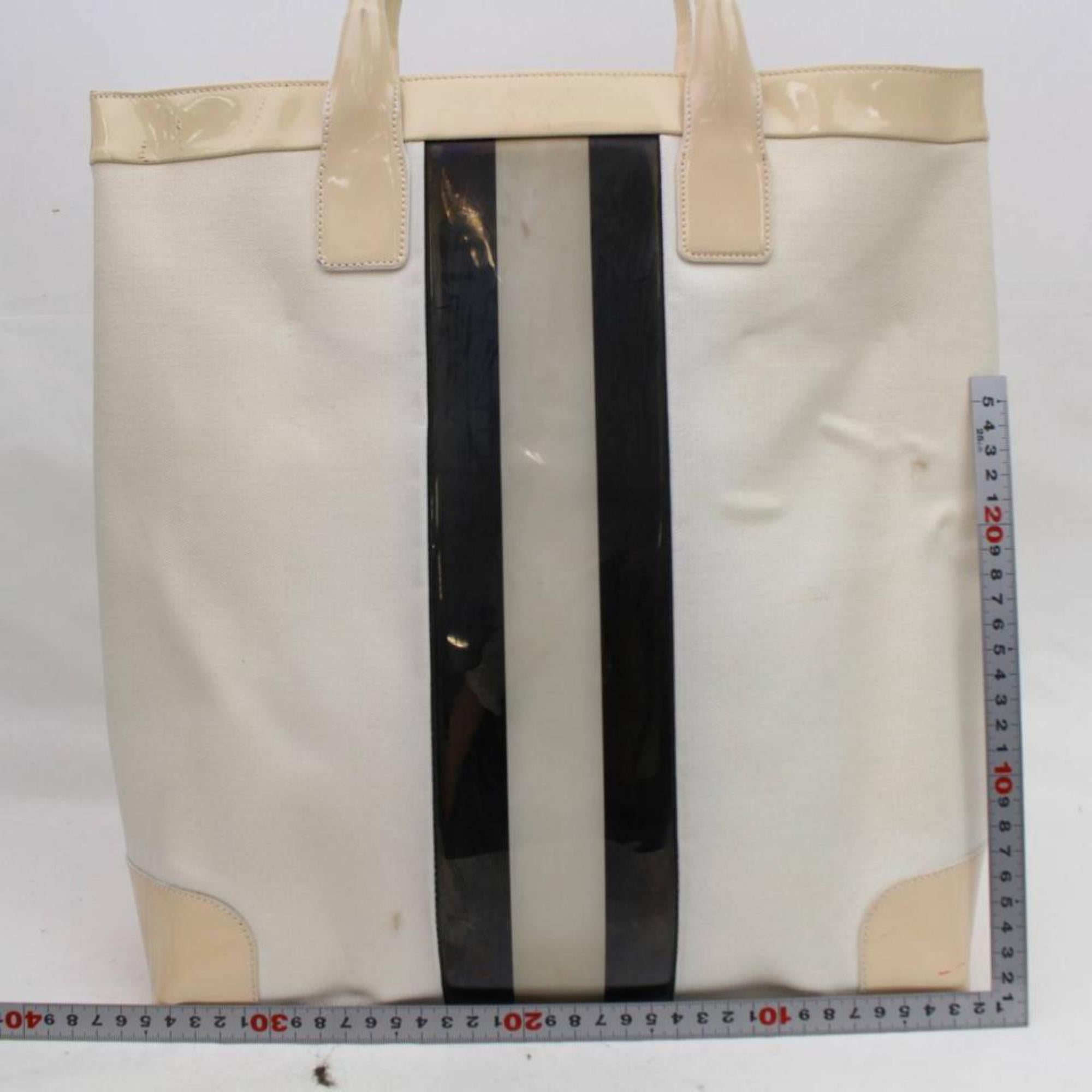 Gucci Sherry Ivory Web Shopper 868130 White Patent Leather Tote For Sale 1