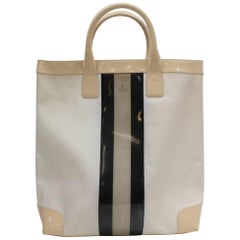 Gucci Sherry Ivory Web Shopper 868130 White Patent Leather Tote