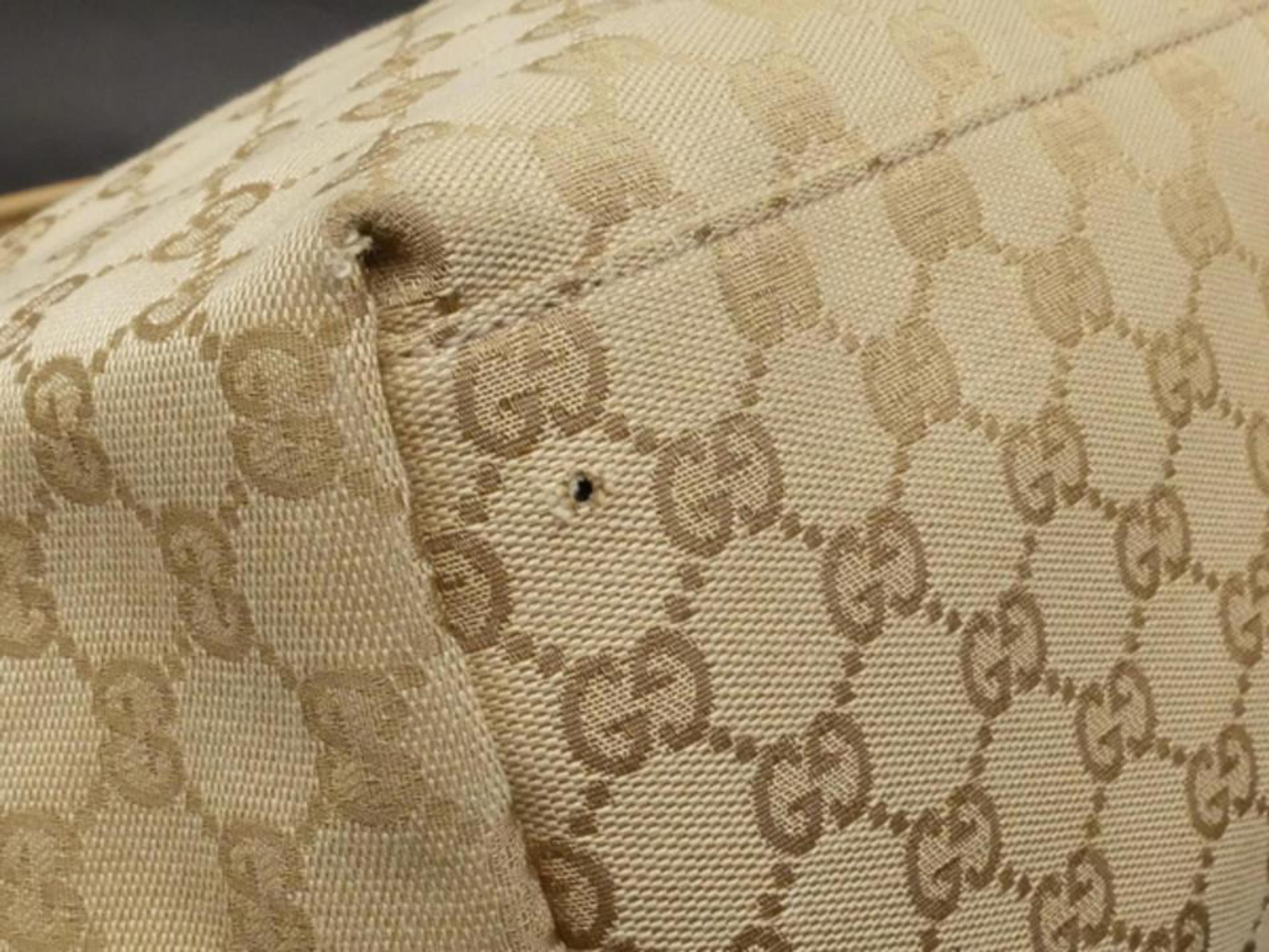 Gucci Sherry Monogram Vintage Web Tassel Tote 228679 Beige Canvas Hobo Bag For Sale 6