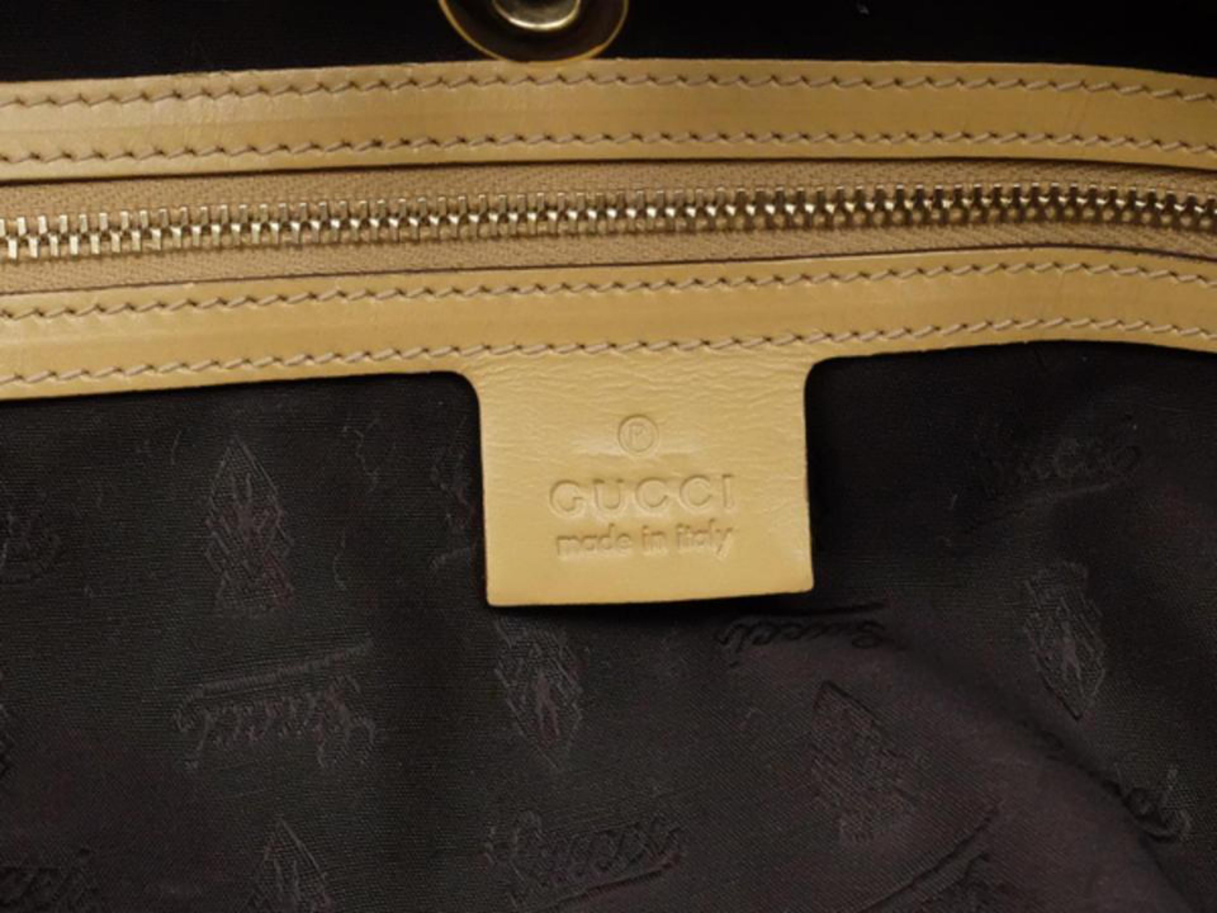 Women's Gucci Sherry Monogram Vintage Web Tassel Tote 228679 Beige Canvas Hobo Bag For Sale