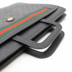 Gucci Sherry Monogram Web Attache Briefcase 868734 Black Coated Canvas Laptop Ba