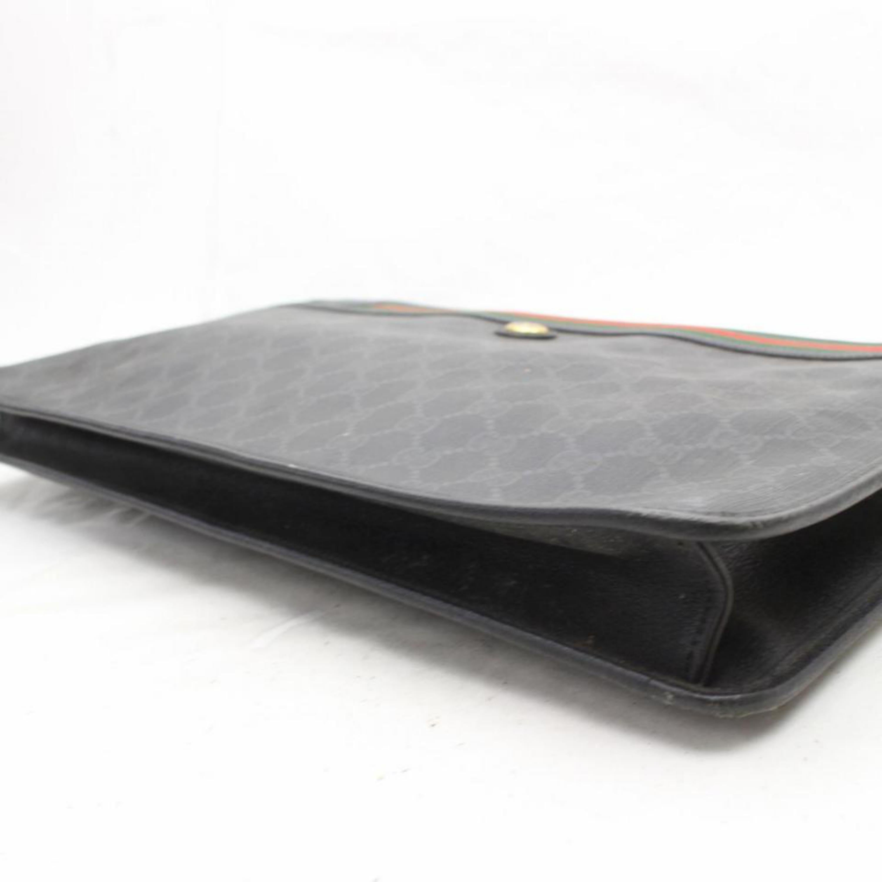 Gucci Sherry Monogram Web Attache Briefcase 868734 Black Coated Canvas Laptop Ba For Sale 3