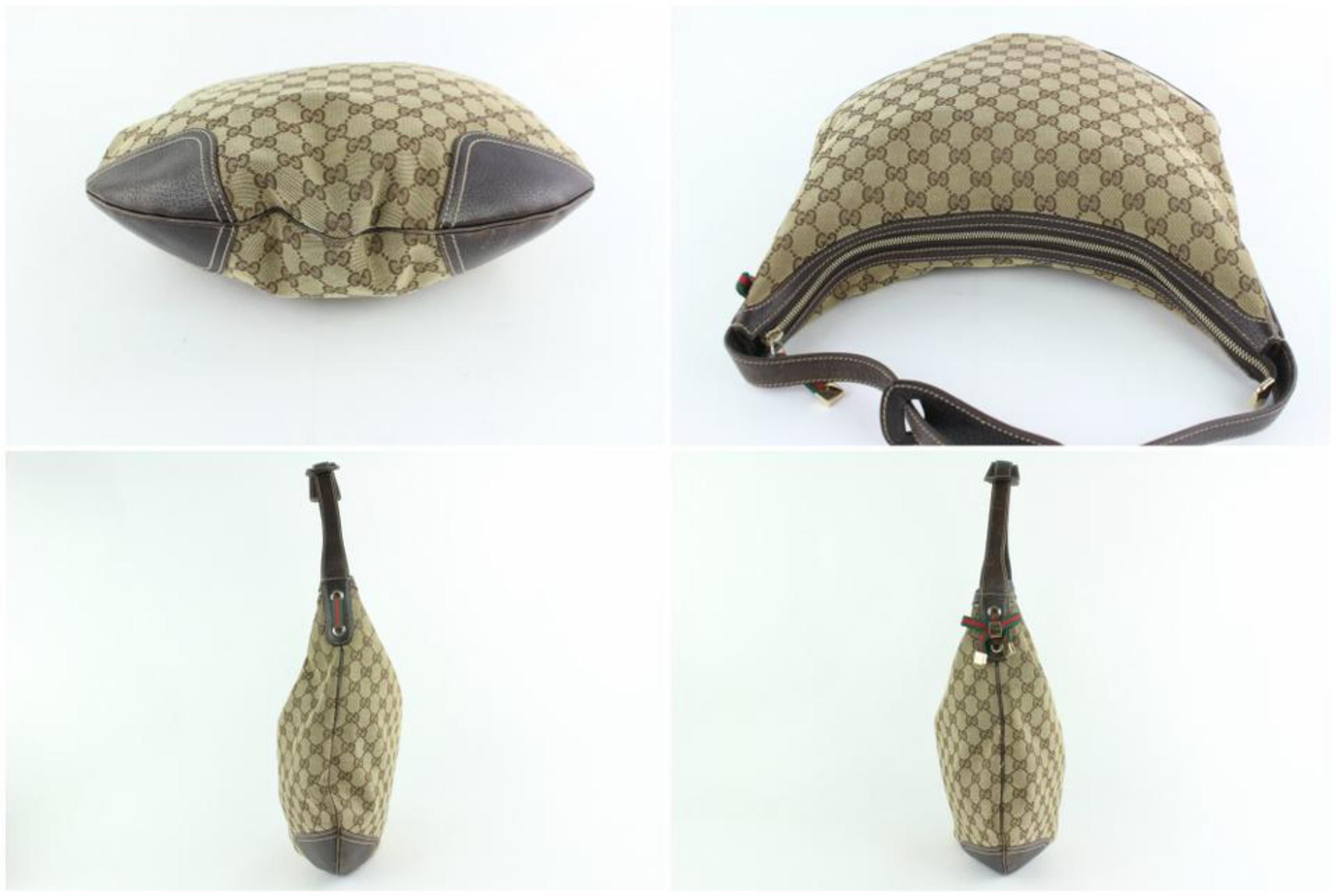 Women's Gucci Sherry Monogram Web Bow Princy 6gz1019 Brown Canvas Hobo Bag For Sale