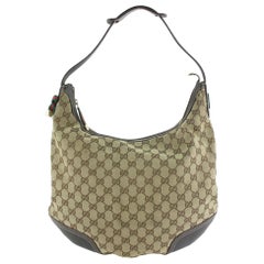 Vintage Gucci Sherry Monogram Web Bow Princy 6gz1019 Brown Canvas Hobo Bag