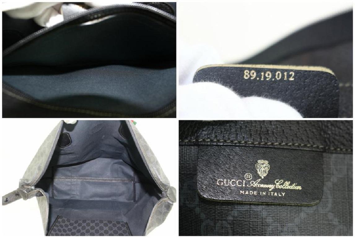 Gucci Sherry Monogram Web Travel 228808 Black Coated Canvas Tote In Good Condition For Sale In Dix hills, NY