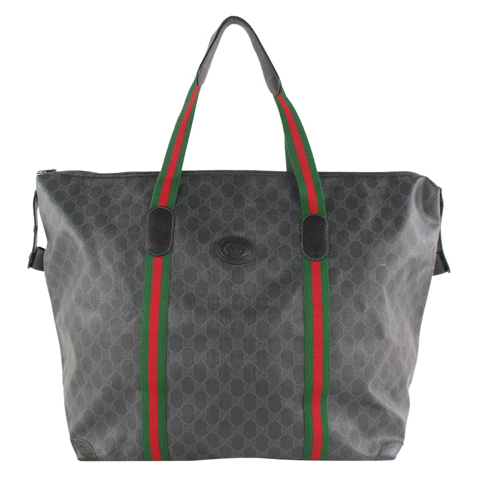 Gucci Sherry Monogram Web Travel 228808 Tote in tela rivestita nera