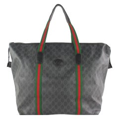 Gucci Sherry Monogram Web Travel 228808 Tote in tela rivestita nera