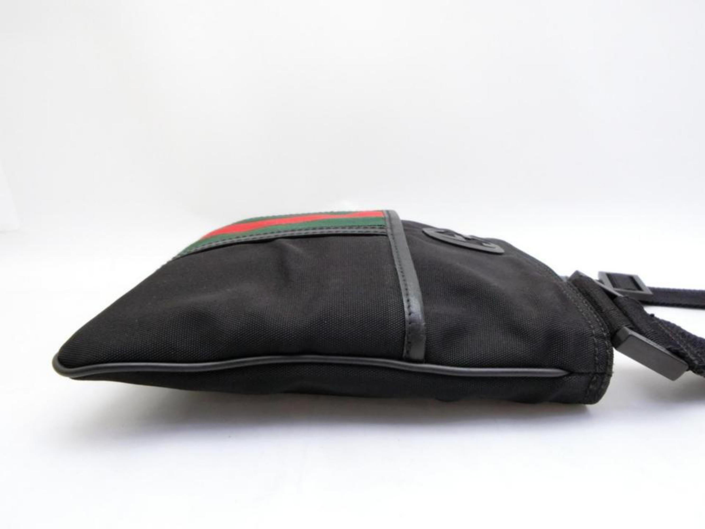 Gucci Sherry Parana Interlocking Logo Web 231152 Black Canvas Cross Body Bag For Sale 7