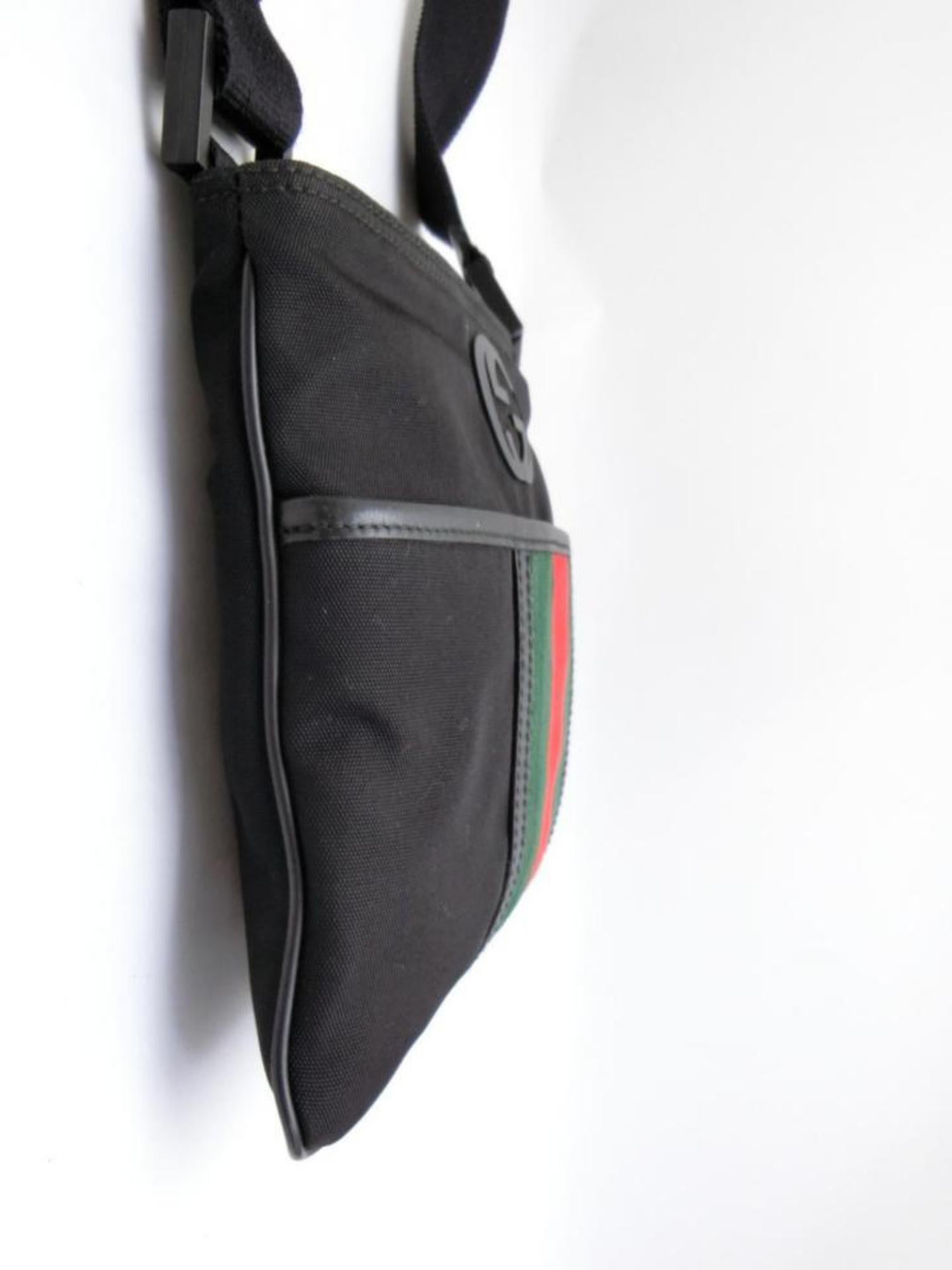 Gucci Sherry Parana Interlocking Logo Web 231152 Black Canvas Cross Body Bag For Sale 2