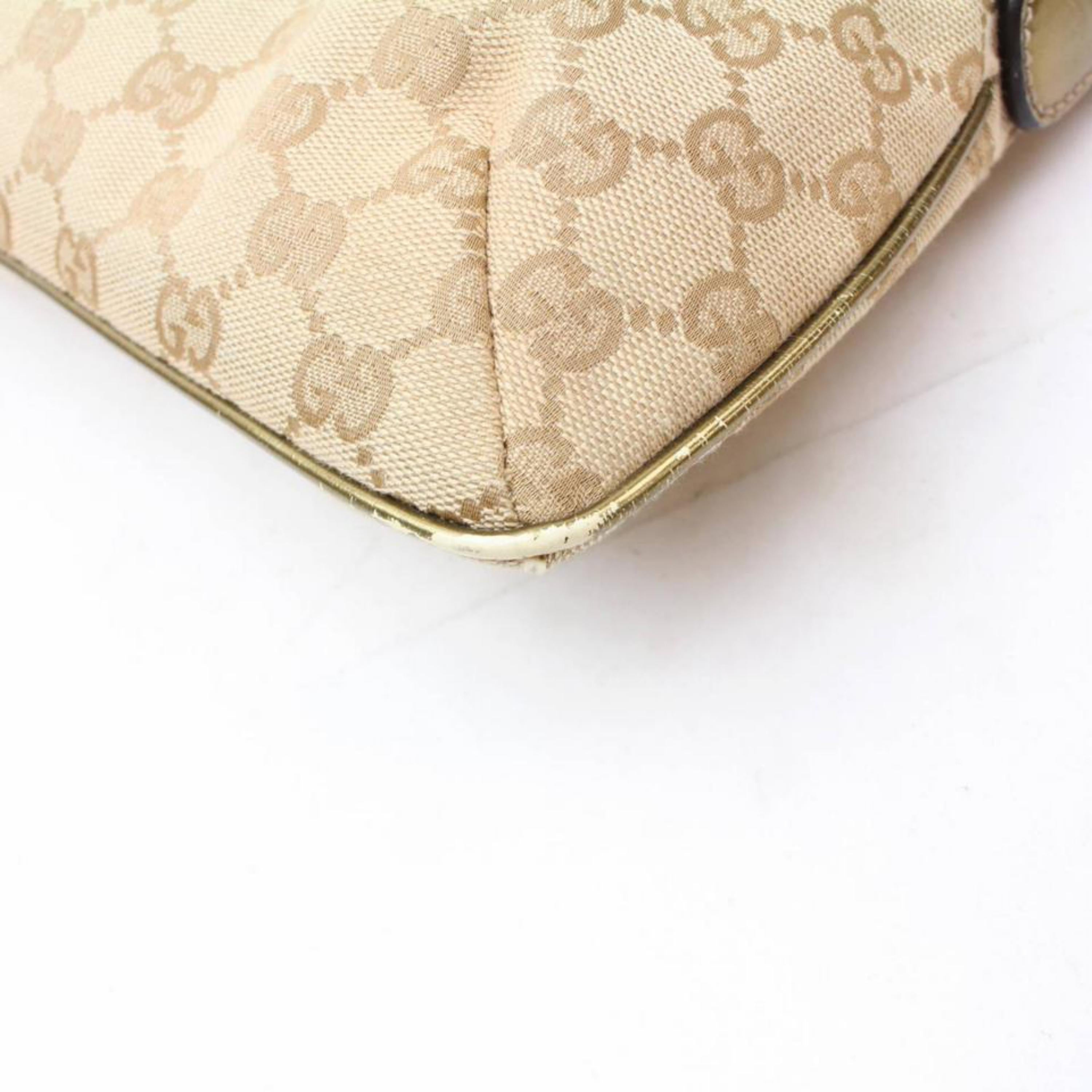 Gucci Sherry Pink Gold Monogram Gg Web Cross Body 868559 Beige Canvas Messenger  For Sale 8