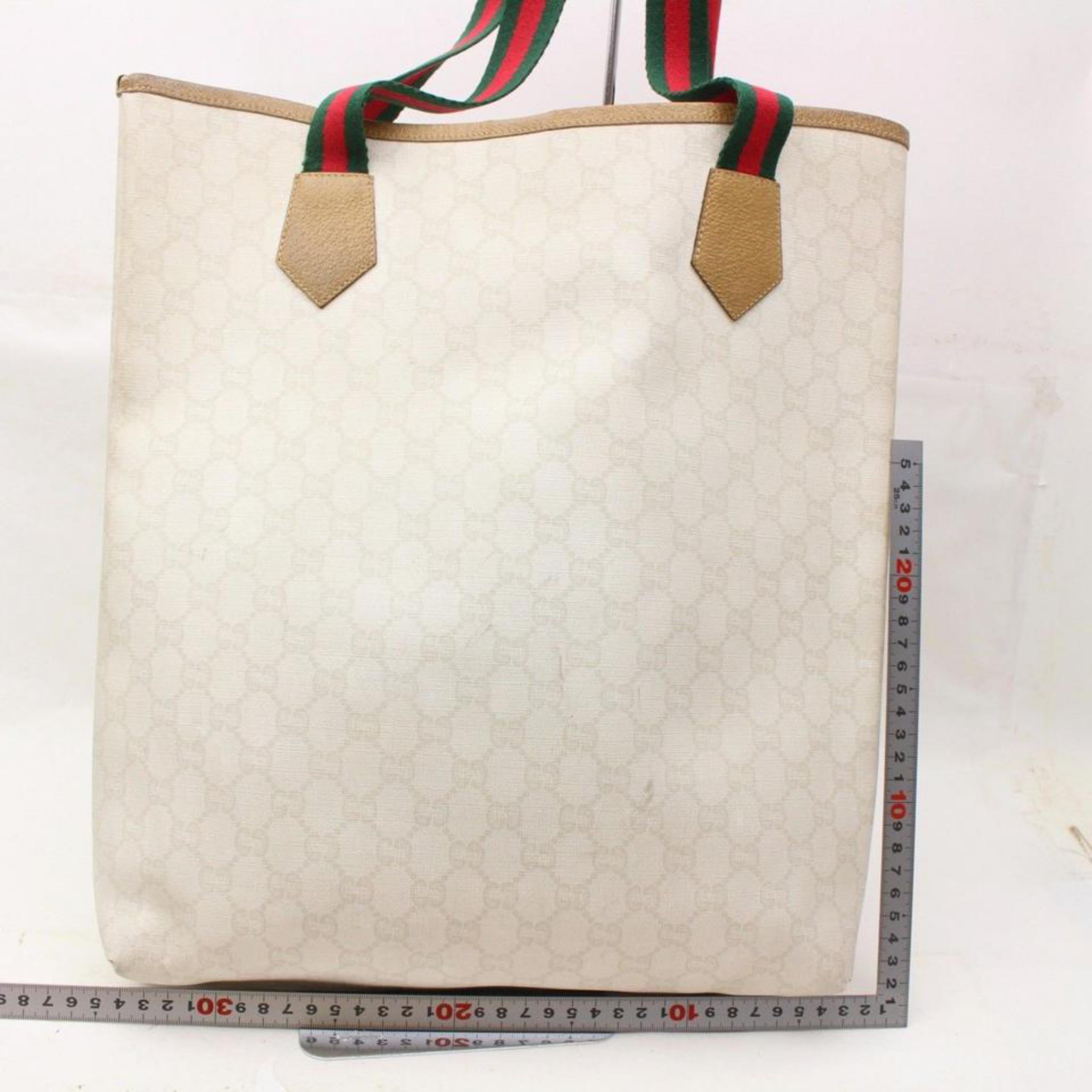 GUCCI Sherry Supreme Shopper 868461 White Coated Canvas Tote For Sale 2