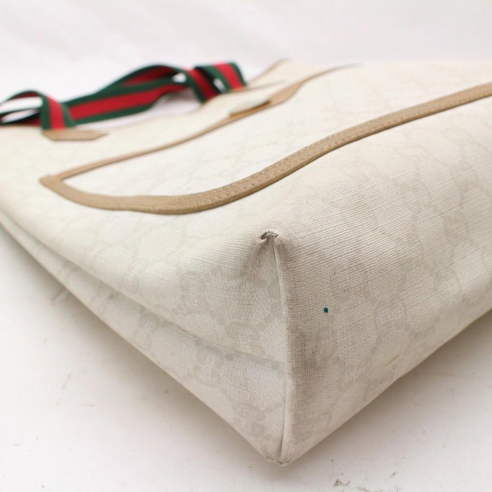 GUCCI Sherry Supreme Shopper 868461 White Coated Canvas Tote For Sale 5