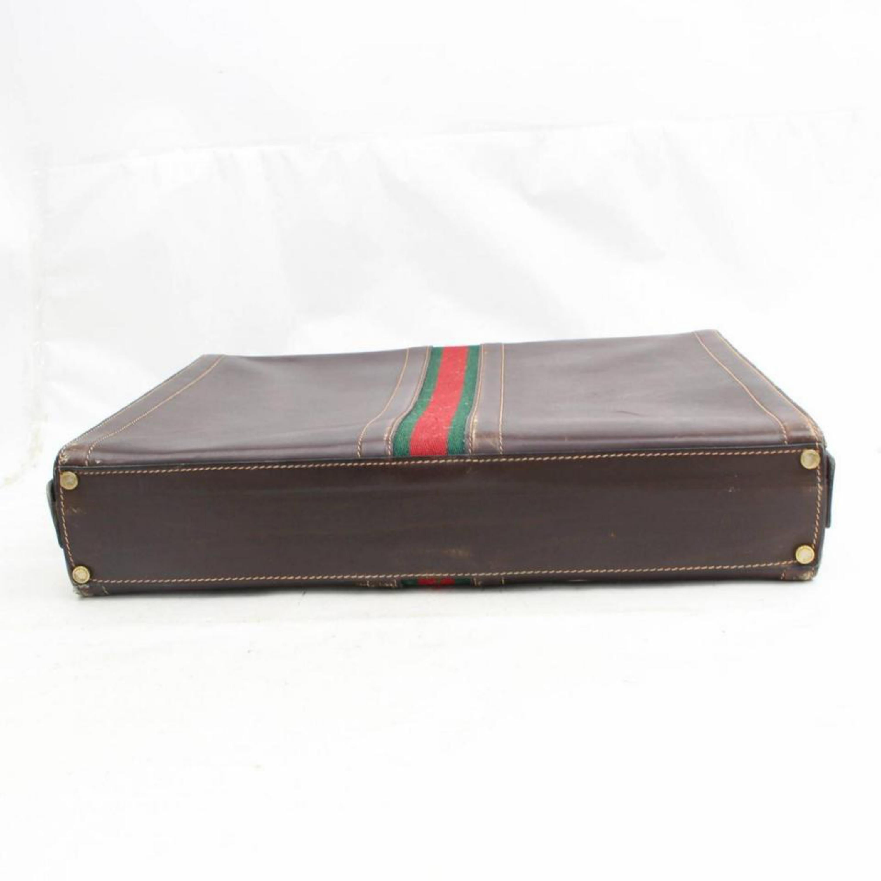 Black Gucci Sherry Web Attache Briefcase Trunk 867952 Brown Leather Laptop Bag For Sale