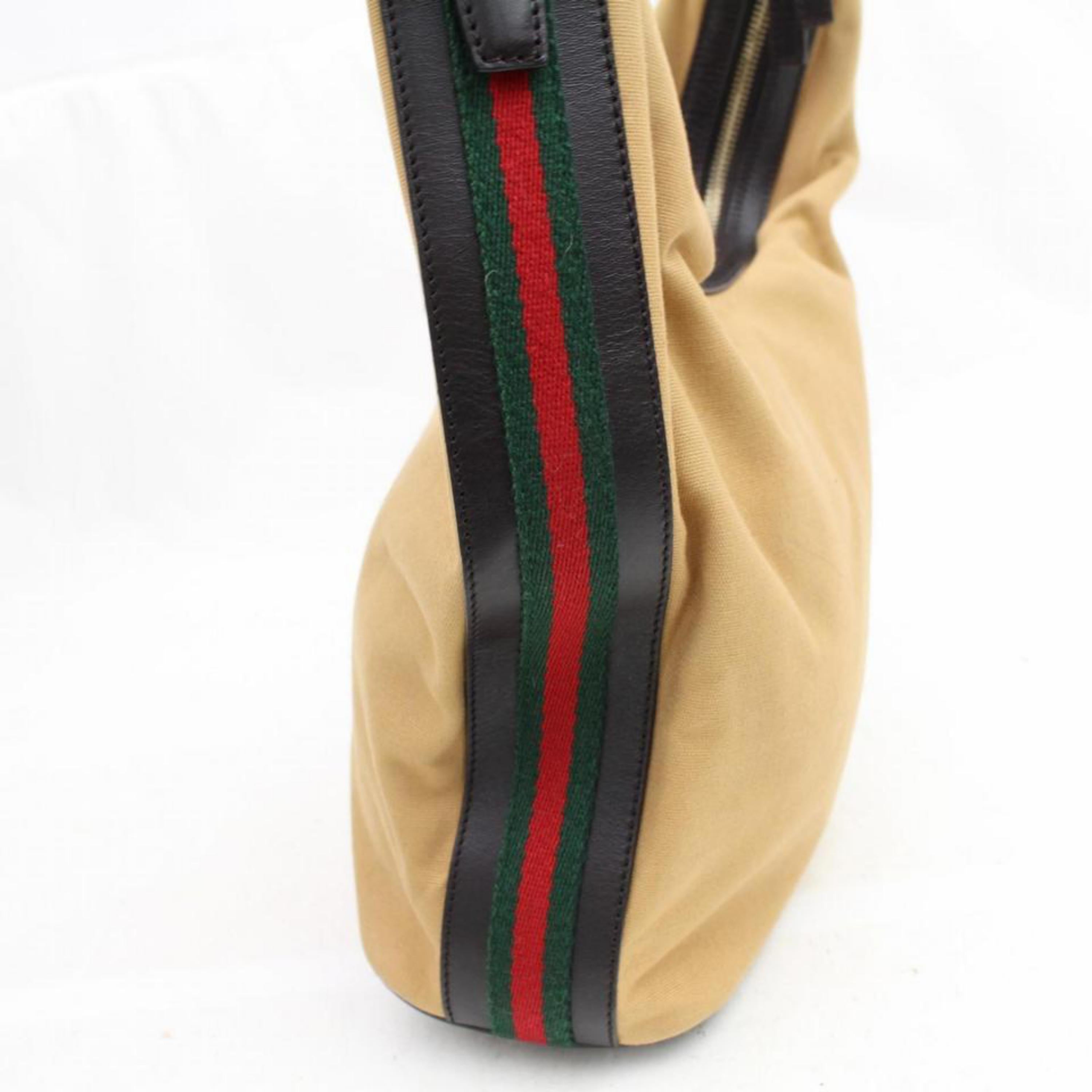 Women's Gucci Sherry Web Hobo 867844 Beige Canvas Shoulder Bag For Sale