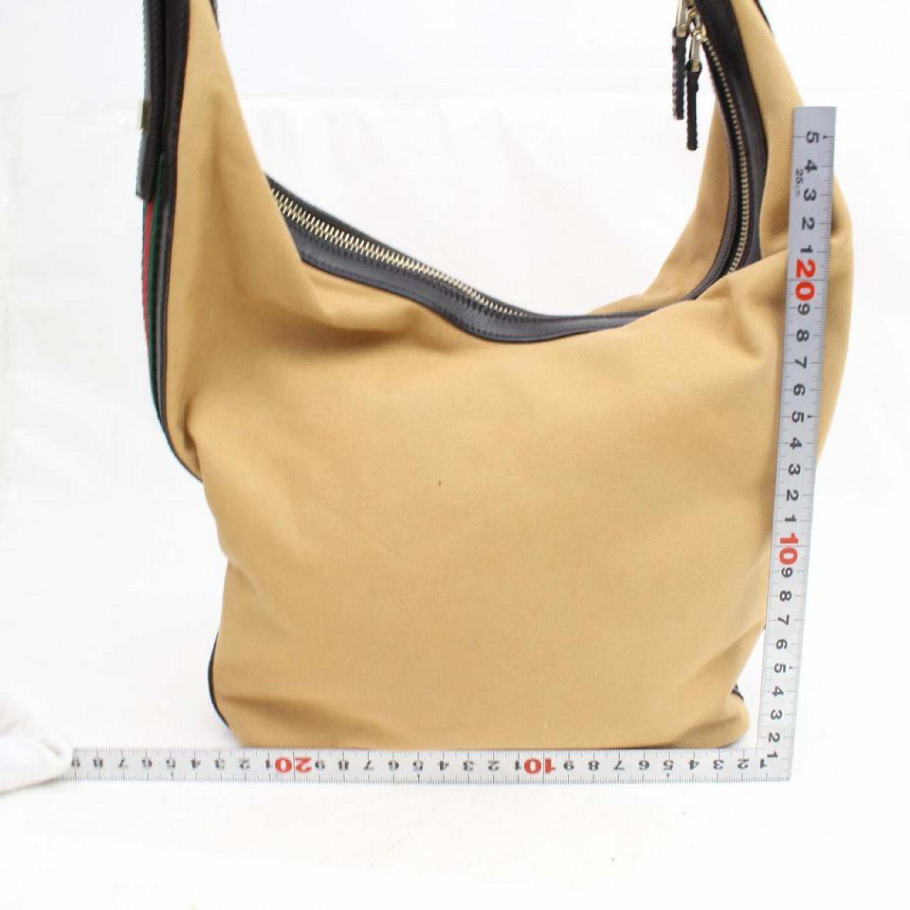 Gucci Sherry Web Hobo 867844 Beige Canvas Shoulder Bag For Sale 2