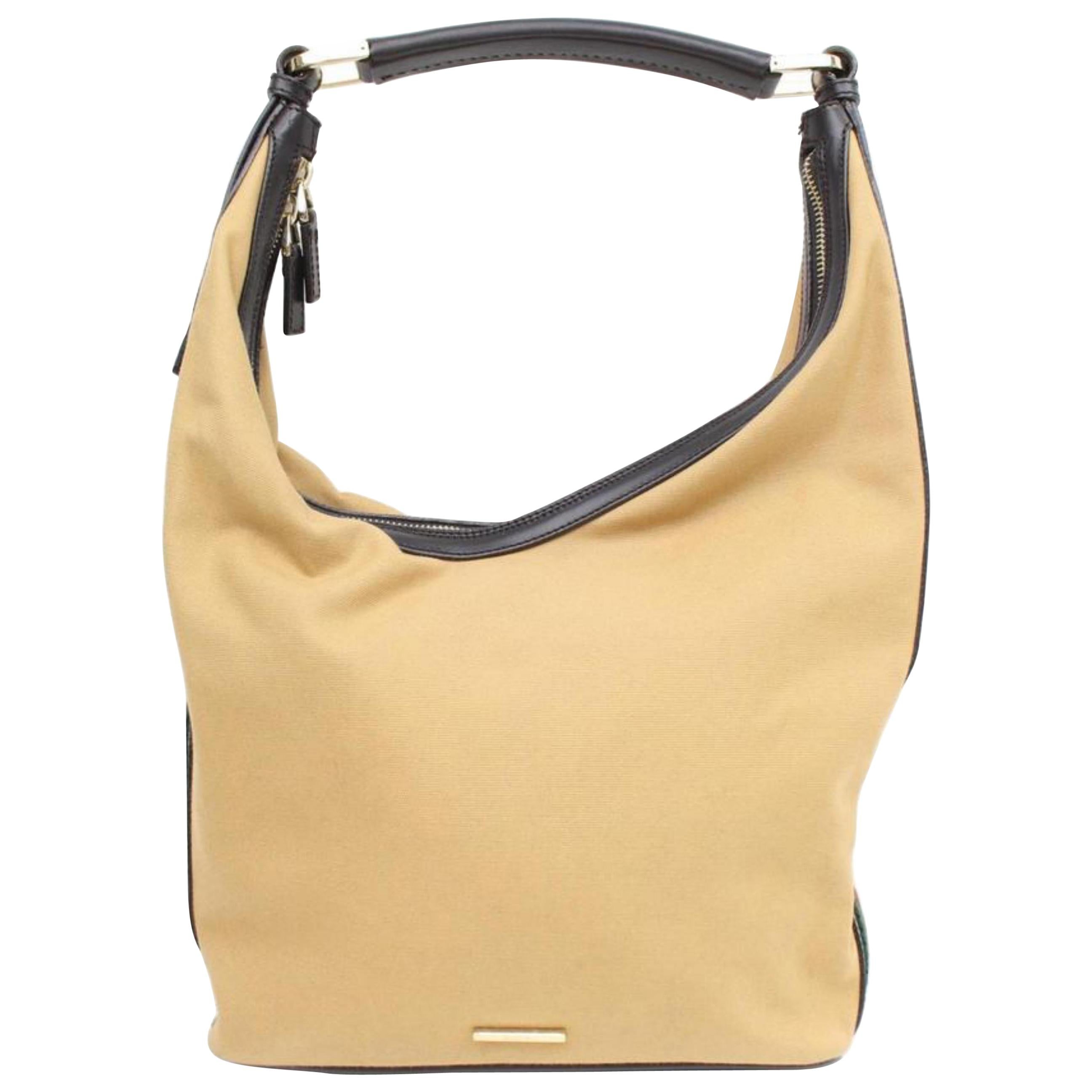 Gucci Sherry Web Hobo 867844 Beige Canvas Shoulder Bag For Sale