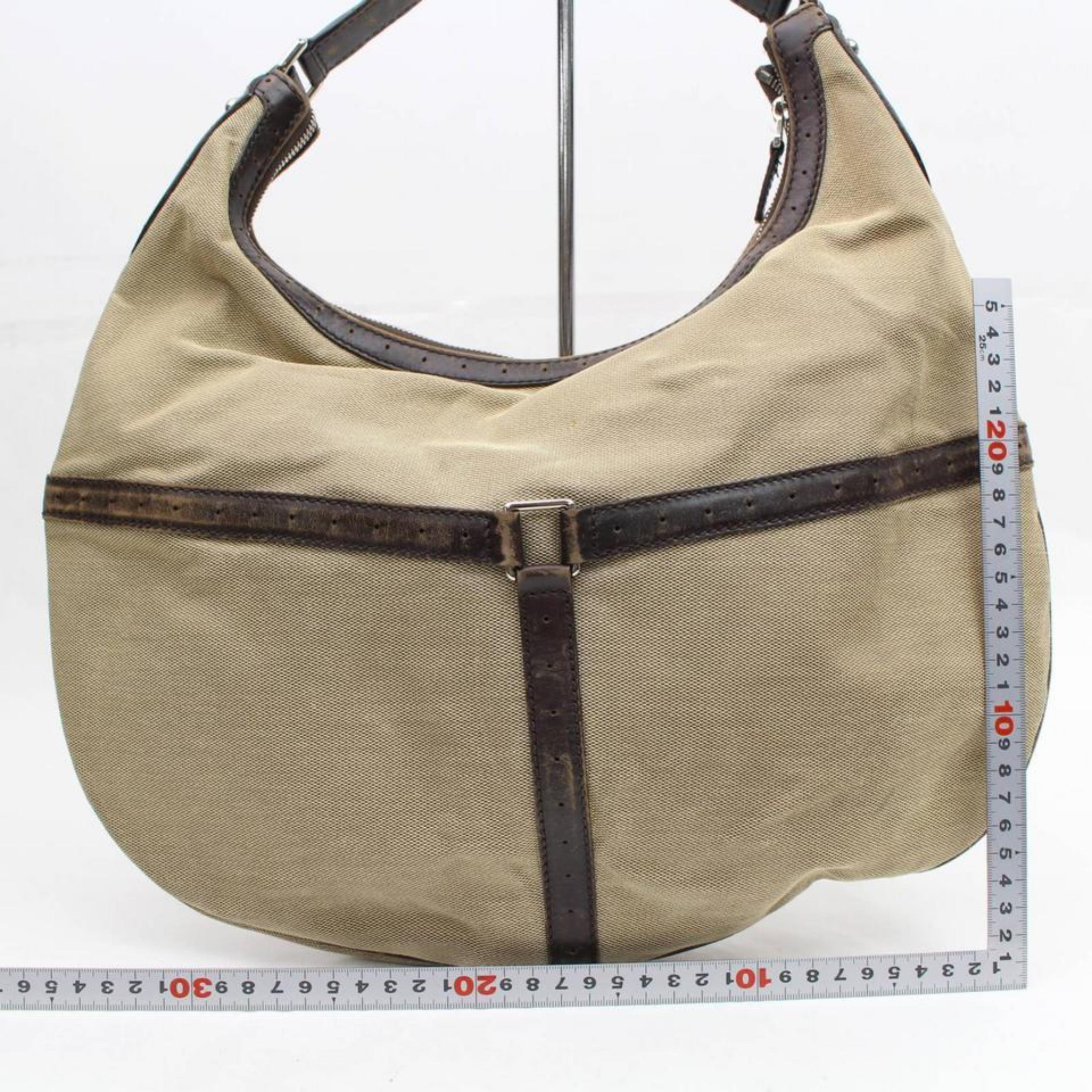Gucci Sherry Web Interlcocking Reins Hobo 868707 Brown Canvas Shoulder Bag For Sale 2