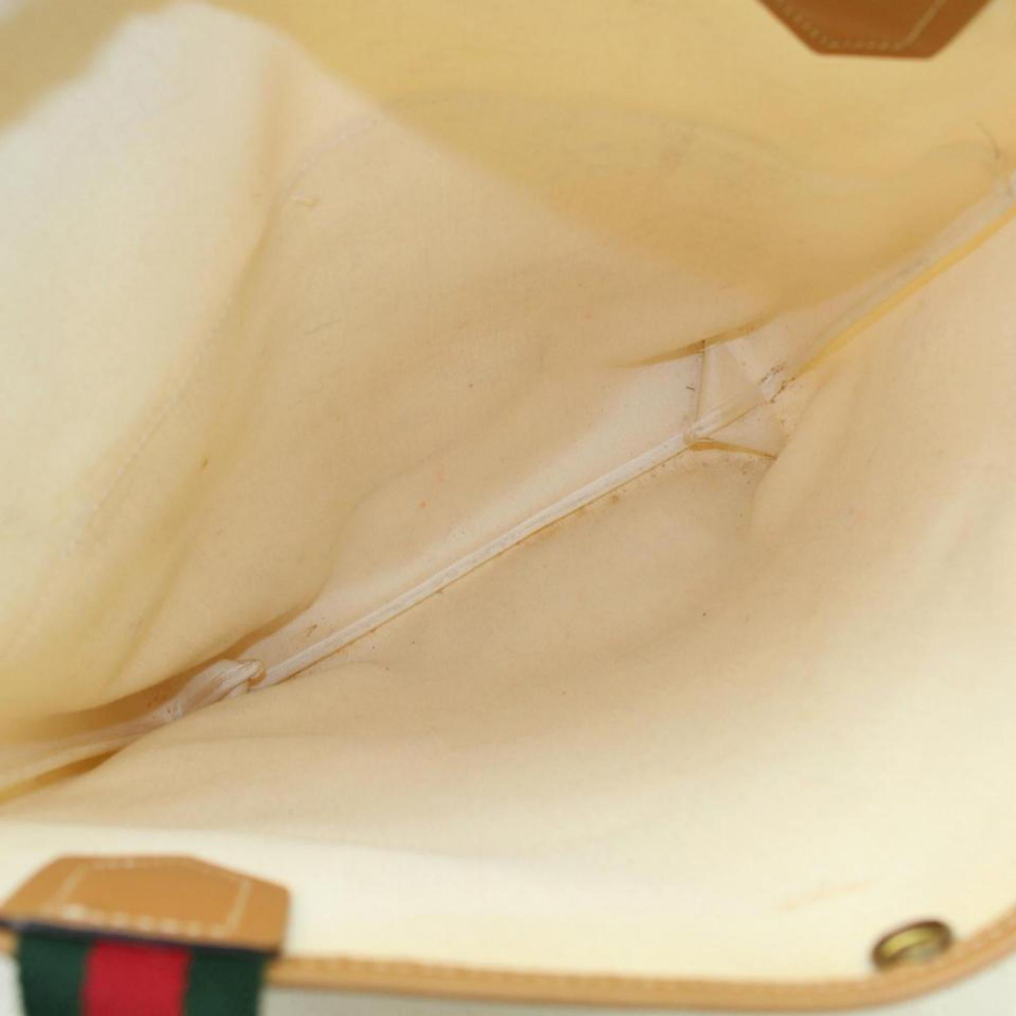 Gucci Sherry Web Supreme Monogram Shopper 869899 White Coated Canvas Tote For Sale 6