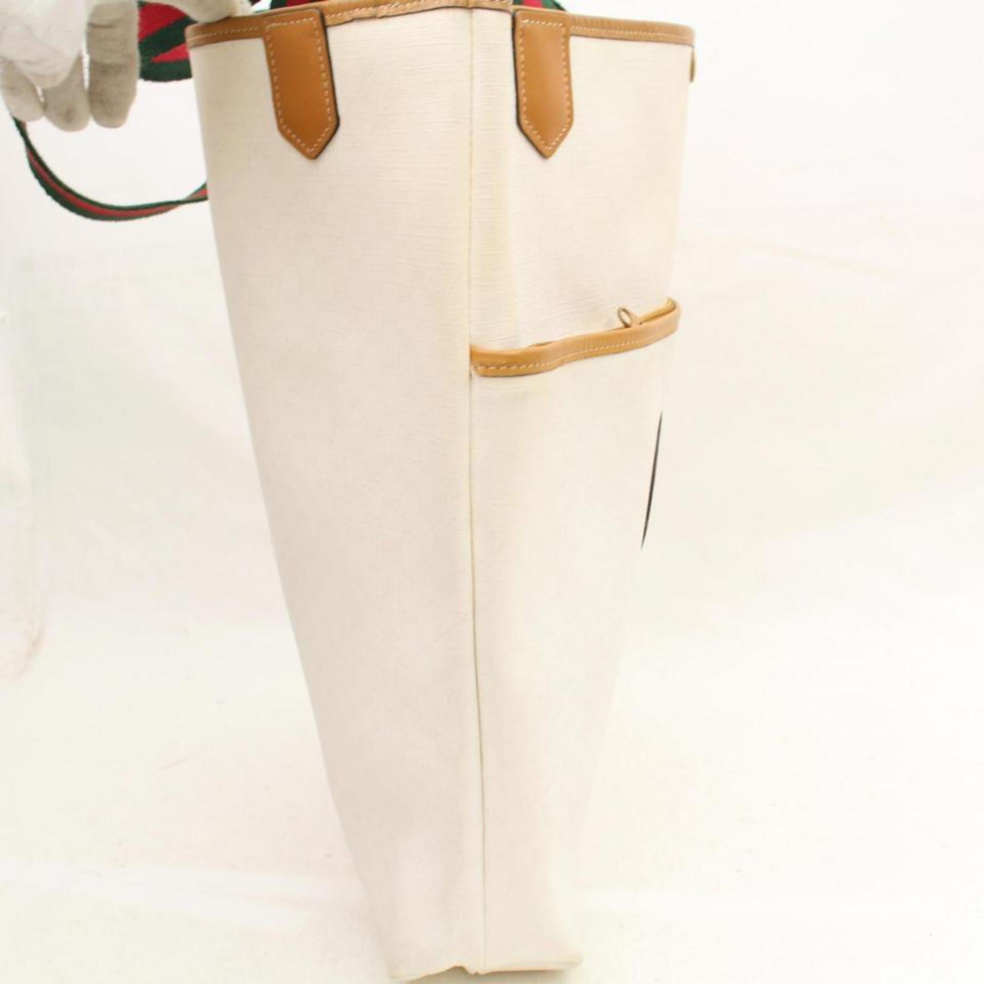 Gucci Sherry Web Supreme Monogram Shopper 869899 White Coated Canvas Tote For Sale 3