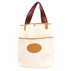 Gucci Sherry Web Supreme Monogram Shopper 869899 White Coated Canvas Tote