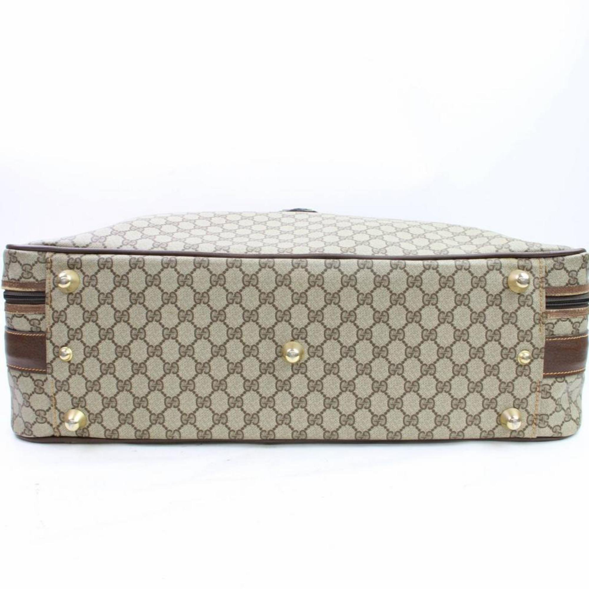 Gucci Sherry Web Supreme Suitcase 866636 Beige Coated Canvas Weekend/Travel Bag For Sale 5