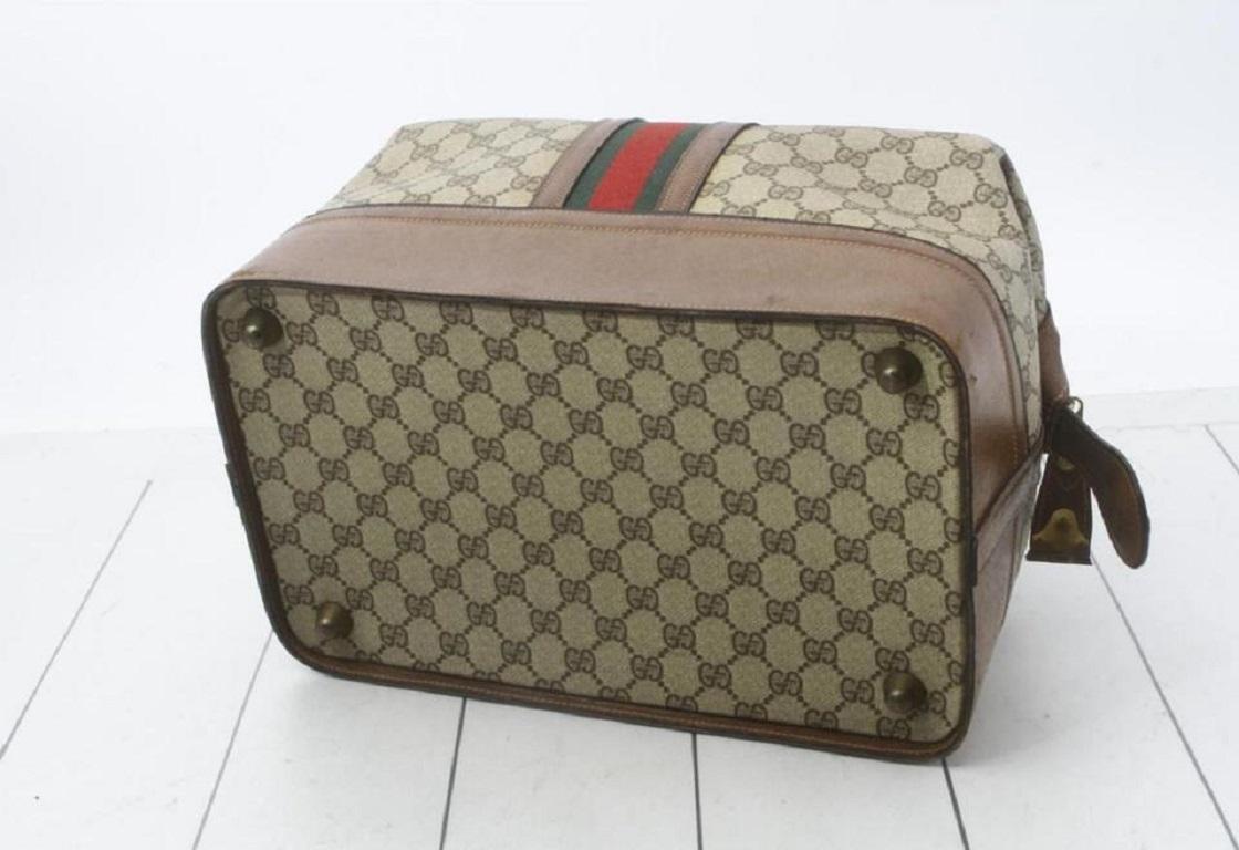 Gucci Sherry Web Trunk Duffle Boston Carry On Luggage Boston Bag  862012 In Good Condition In Dix hills, NY