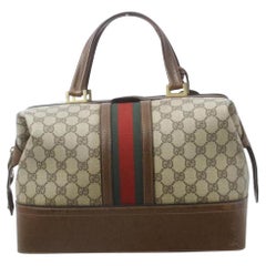 Vintage Gucci Sherry Web Trunk Duffle Boston Carry On Luggage Boston Bag  862012